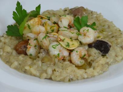 Risotto de Setas con Gambas al Ajillo